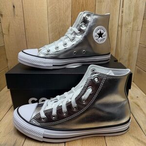 NEW Unisex CONVERSE Chuck Taylor ALL STAR HI Metallic Silver (A14875C) M6 W8